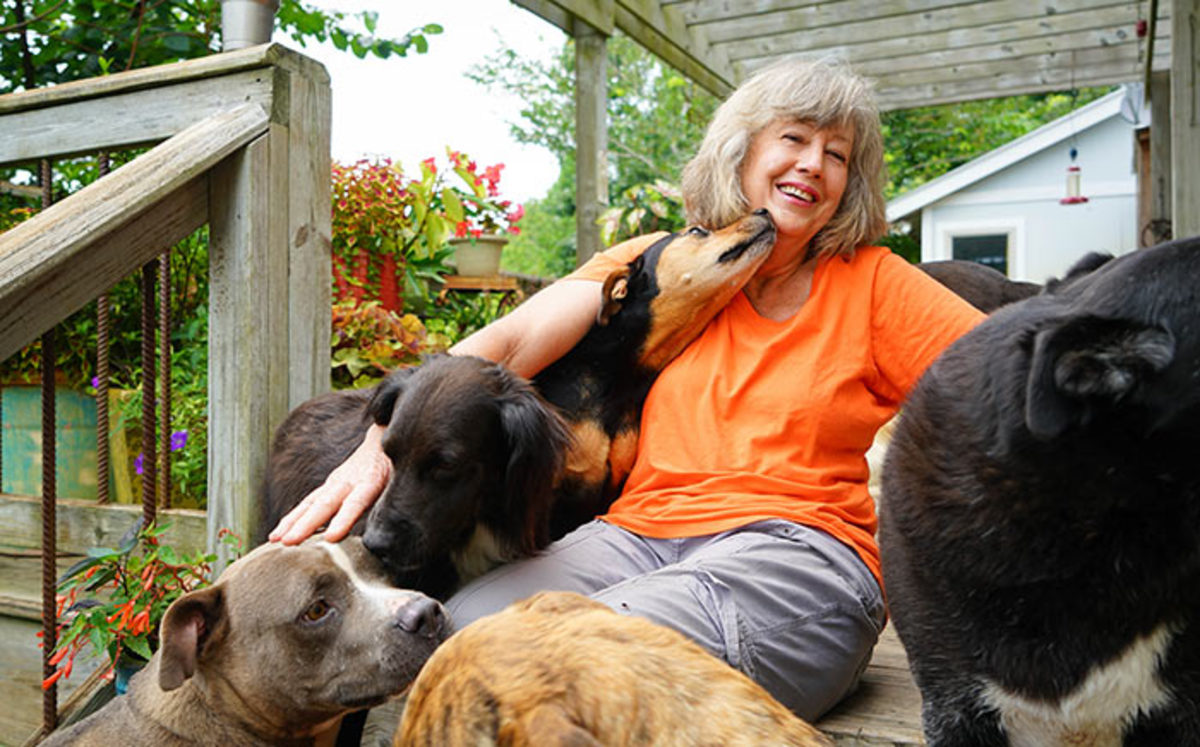 Carol Reese shares her Tennessee home and garden with a handful of treasured rescue dogs. Photograph by Julia Ewoldt/University of Tennessee Institute of Agriculture.