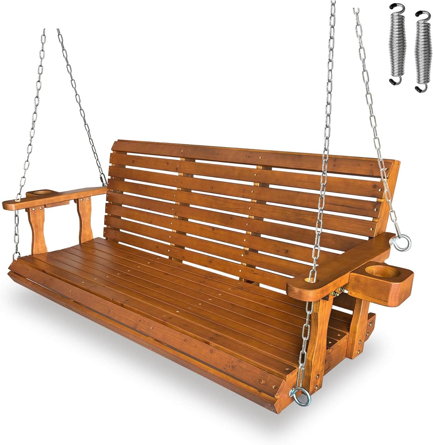 Serene Wooden Porch Swing – 2-Seater Comfort for Your Garden