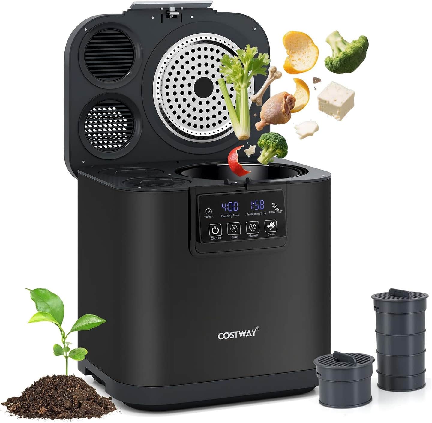 COSTWAY 4L Electric Composter for Kitchen, Smart Waste Dispenser Countertop Compost Machine