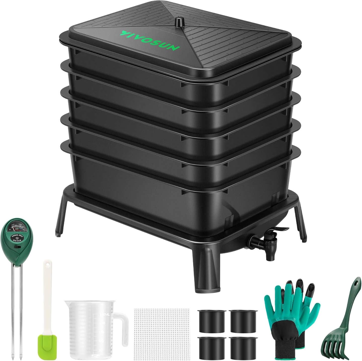 VIVOSUN 5-Layer Worm Compost Bin, 50L Worm Composter